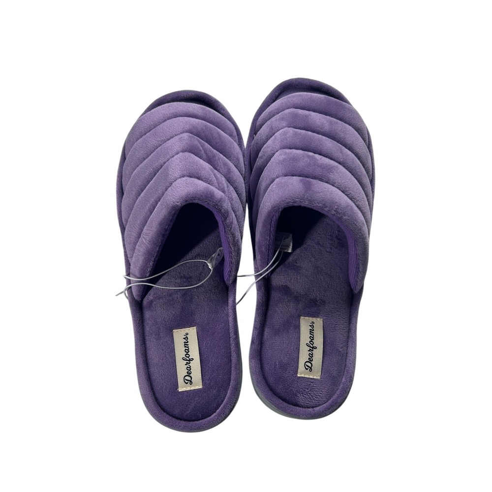 Dearfoams Women's Anna Quilted Velour Slide‎ Slippers Purple XL (11-12) NEW